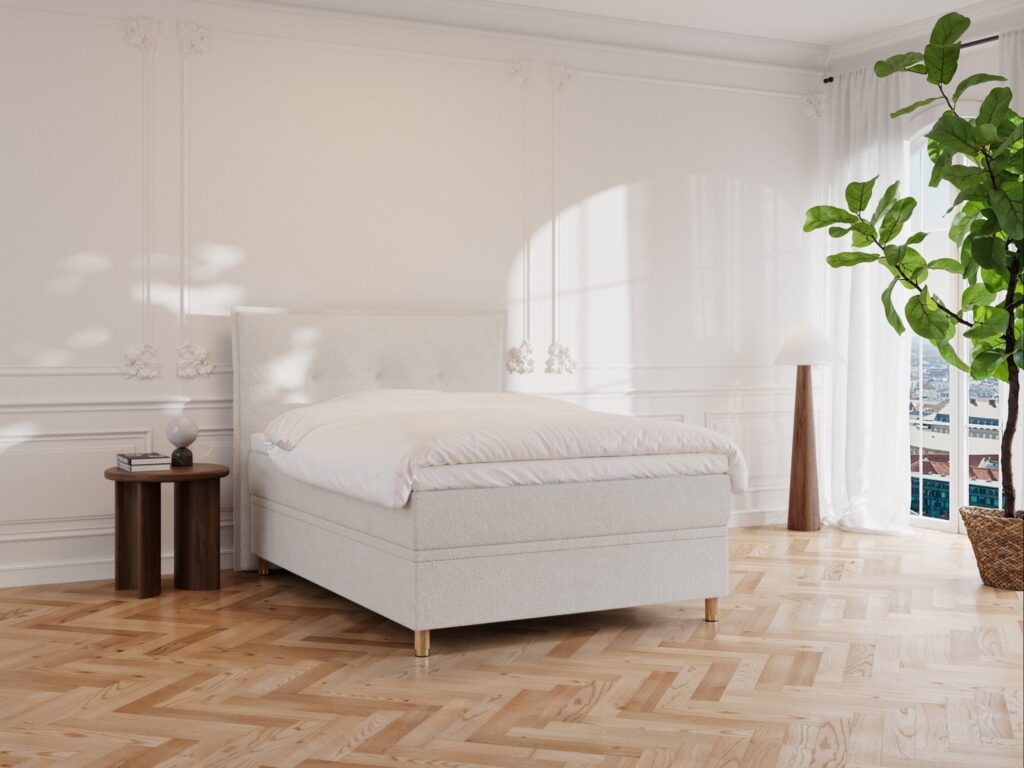 Alva | 140x200 | Bouclé cream, Fast (vægt: 70-95 kg.)