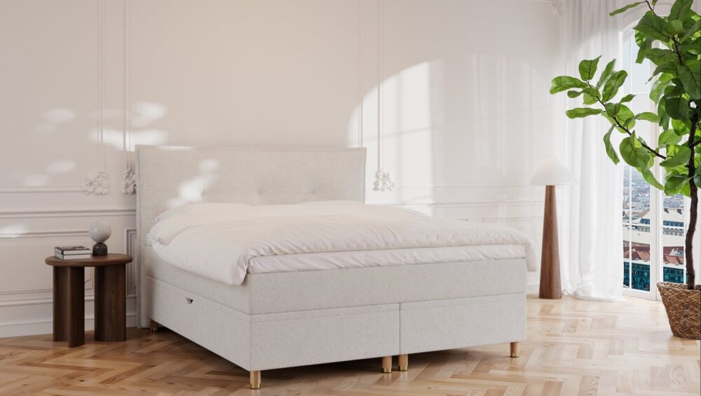 Alva | 160x210 | Bouclé cream, Fast (vægt: 70-95 kg.) / Fast (vægt: 70-95 kg.)