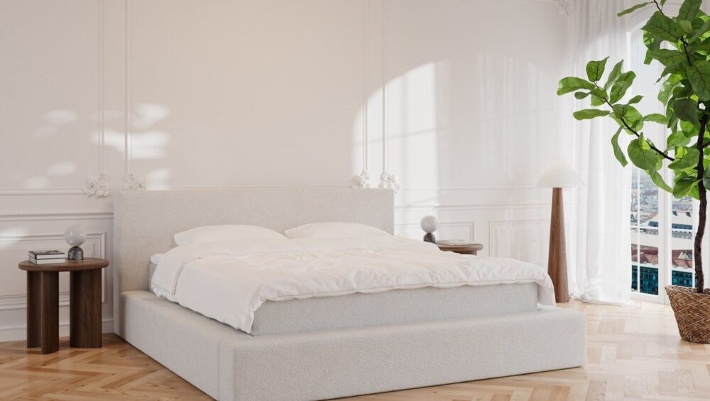 Nova | 180x210 | Bouclé Cream, Fast (vægt: 70-95 kg.) / Fast (vægt: 70-95 kg.)