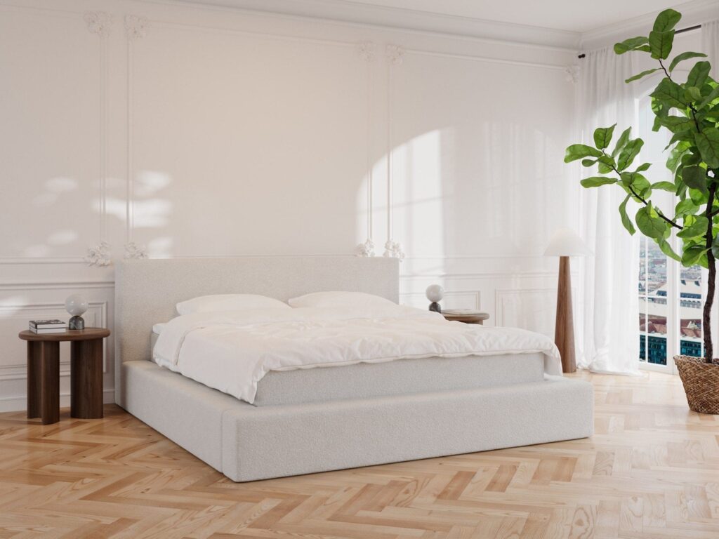 Nova | 180x210 | Bouclé Cream, Fast (vægt: 70-95 kg.) / Fast (vægt: 70-95 kg.)