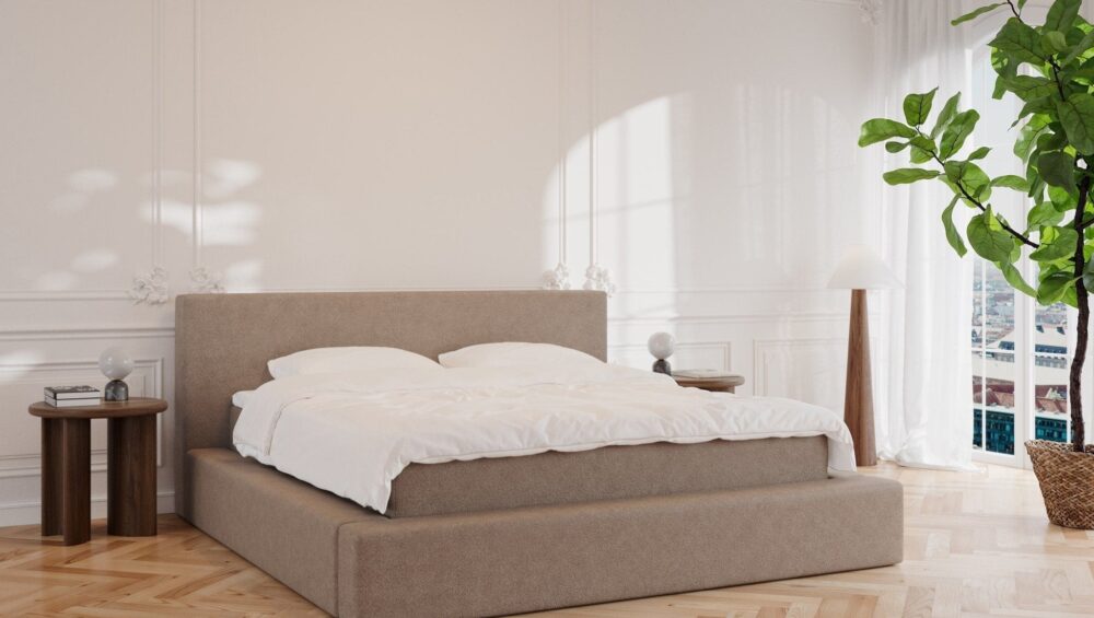 Nova | 180x210 | Bouclé Latte, Fast (vægt: 70-95 kg.) / Fast (vægt: 70-95 kg.)