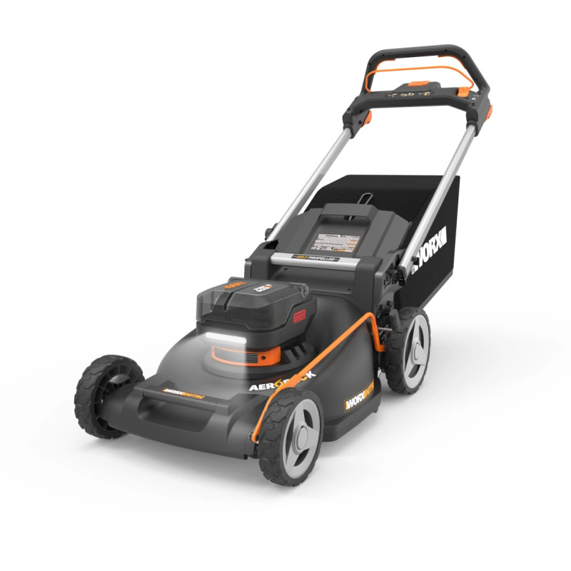 Worx 20V PowerShare Nitro Plæneklipper med 2 stk. 5,0Ah batterier og dobbeltlader - WG760E