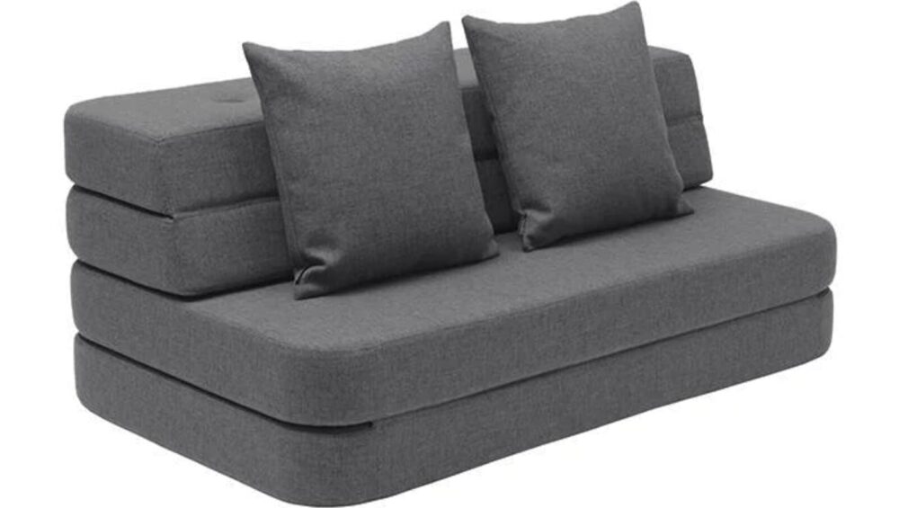 By KlipKlap KK 3 Fold Sofa XL Soft 140 cm Blue Grey w. Grey