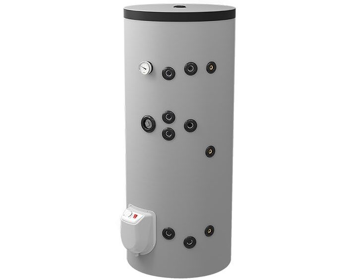 Solvarmebeholder 200 L - Fritstående med 2 spiraler